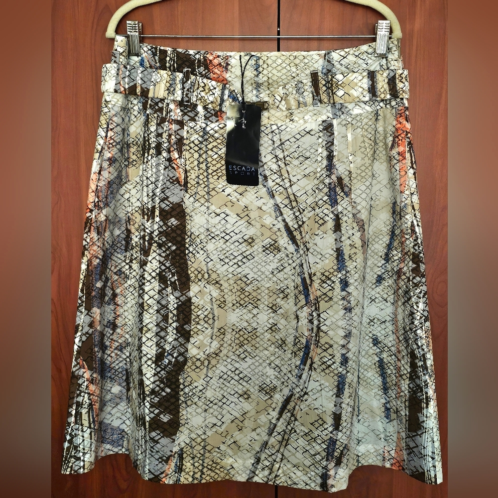 Escada Sport Cotton Midi Skirt with belt, NWT (German Size 40 / US Size 10)